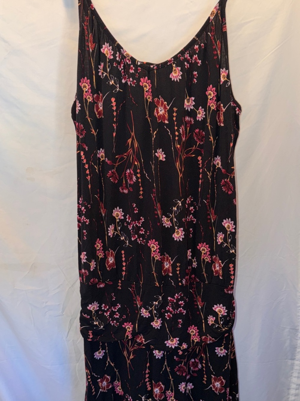 Lascana Venus, Floral Dress, SZ XL, PTP 24”-28”, Elastic Blouson waist (T15-389)